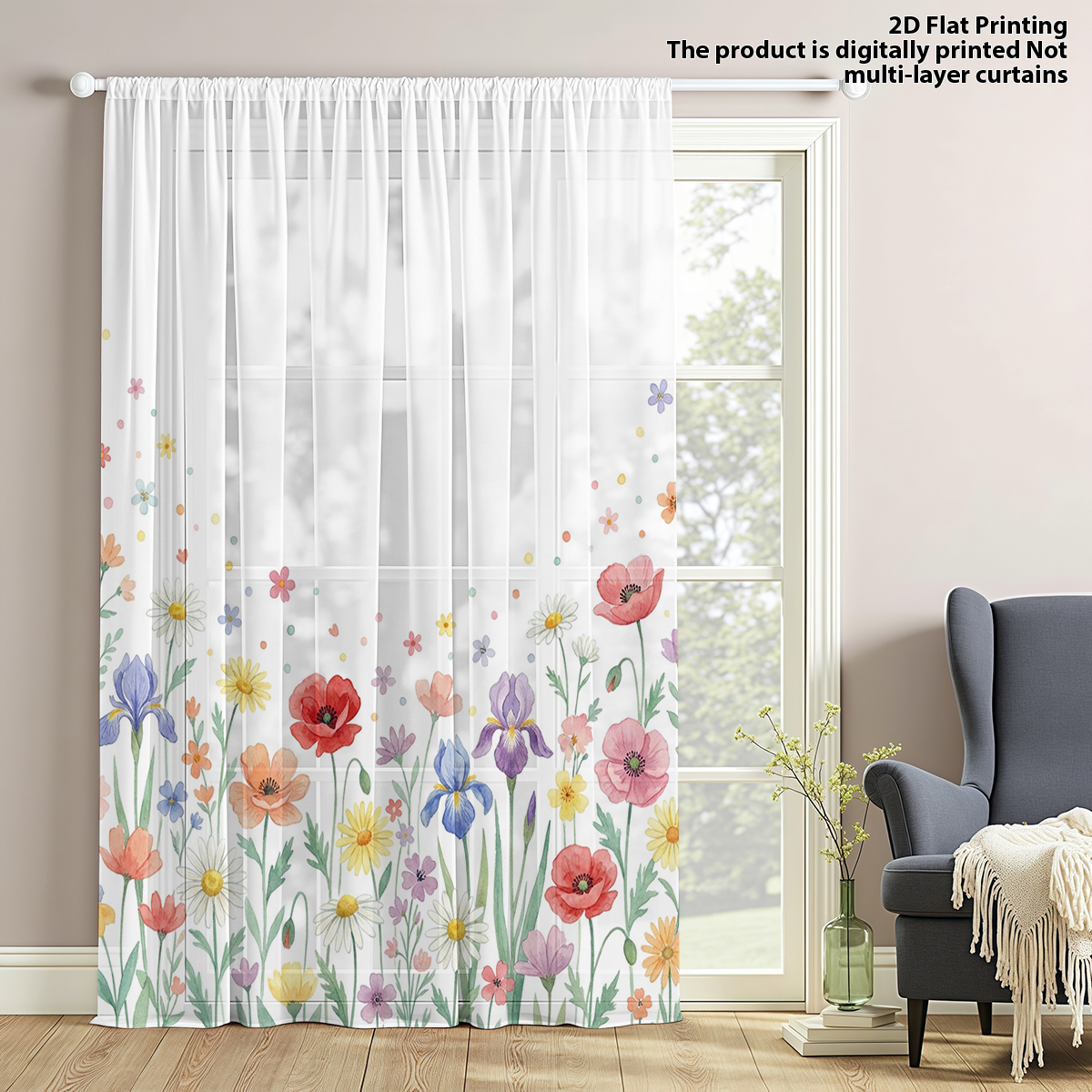 Good Floral & Wedding Decor Supply Photos - 플로럴 프라이버시 시어 커튼, 거실 발코니