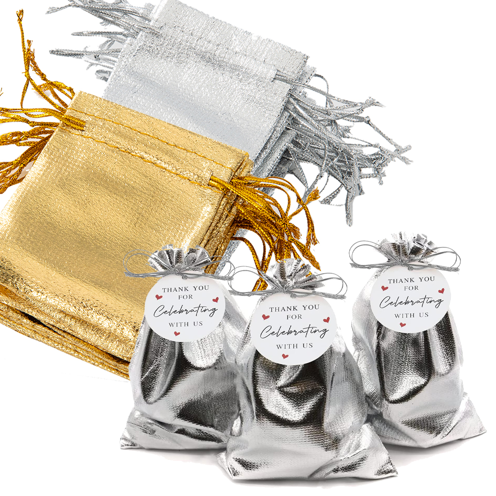 Wedding Supply Business - 50Pcs 골드 실버 Drawstring Organza 쥬얼리