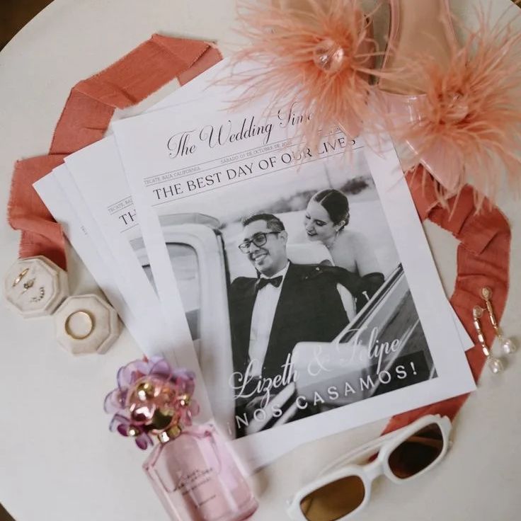 Wedding Supply Business - 맞춤형 날짜 저장 사진 신문 카드,