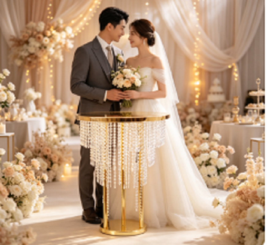 Wedding Cake Supply Store - 새로운 크리스탈 비즈 커튼 케이크 테이블