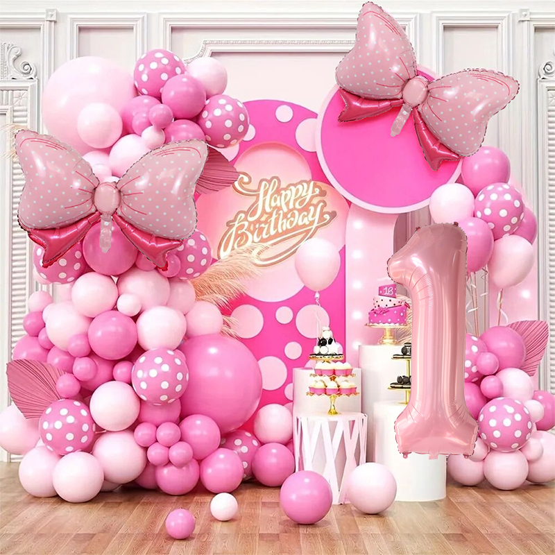 Wedding Day Supply Kit - 119개 핑크 리본 알루미늄 풍선 가랜드
