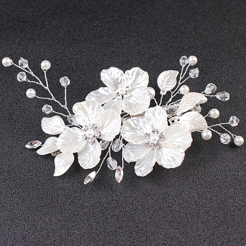 Wedding Supply Store - 크리스탈 진주 꽃 헤어 클립 꽃