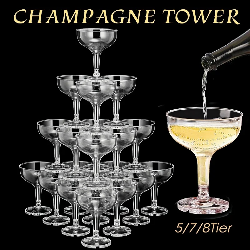 Champagne Tower Set - 5/7/8단 샴페인 타워 글라스 5온스 투명