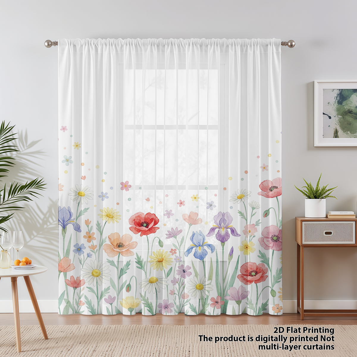 플로럴 프라이버시 시어 커튼, 거실 발코니 침실 장식용 - Good Floral & Wedding Decor Supply Photos 리뷰 및 가격
