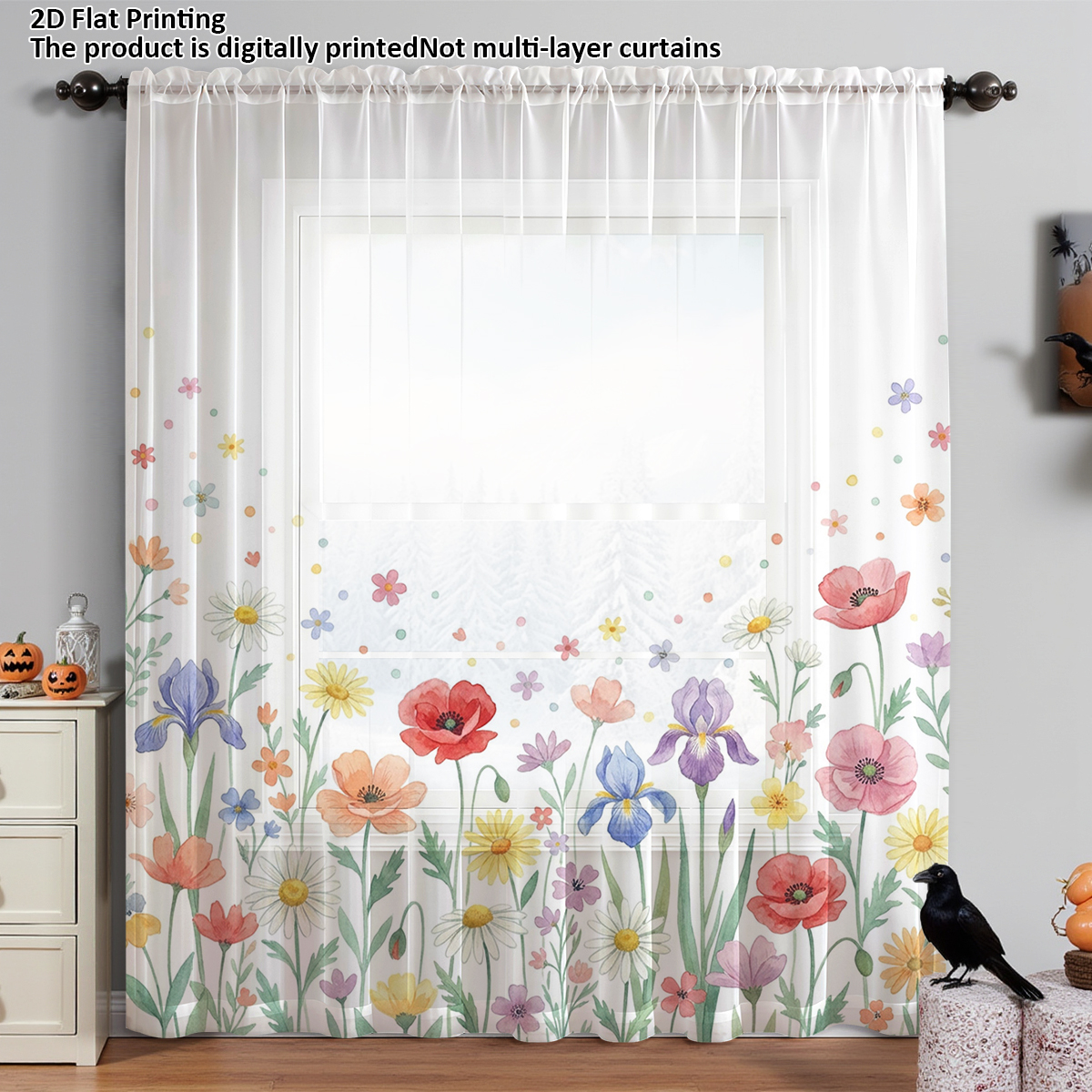 플로럴 프라이버시 시어 커튼, 거실 발코니 침실 장식용 - Good Floral & Wedding Decor Supply Photos 리뷰 및 가격