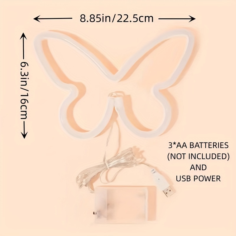 LED 나비 네온 조명, USB 또는 배터리로 구동되는 - Wedding Power Supply 리뷰 및 가격