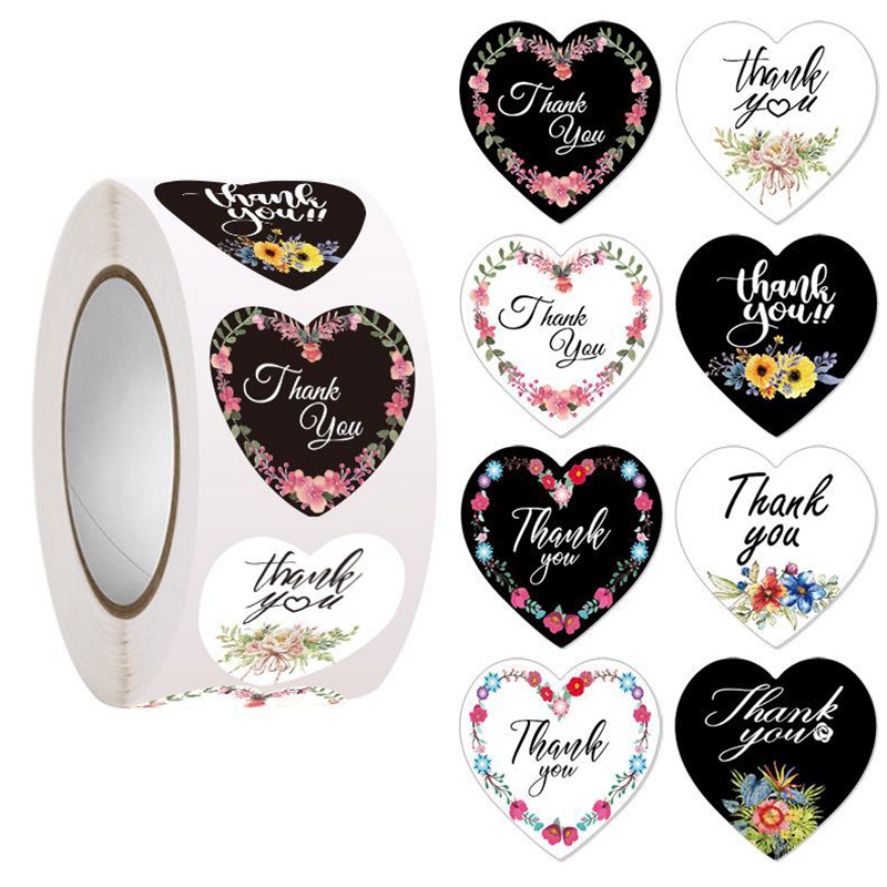 100-500pcs 심장 감사 스티커 꽃 장식 씰링 스 - Wedding Supply Business 리뷰 및 가격