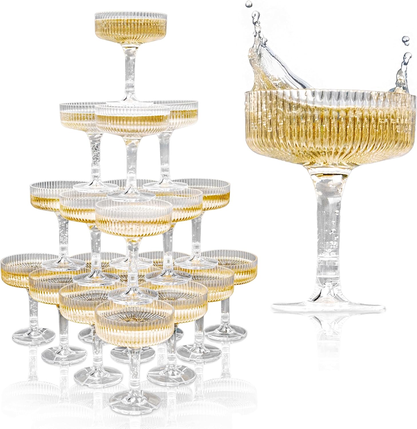 20-60PCS 아크릴 샴페인 타워 7 온스 플라스틱  - Champagne Tower Set 리뷰 및 가격
