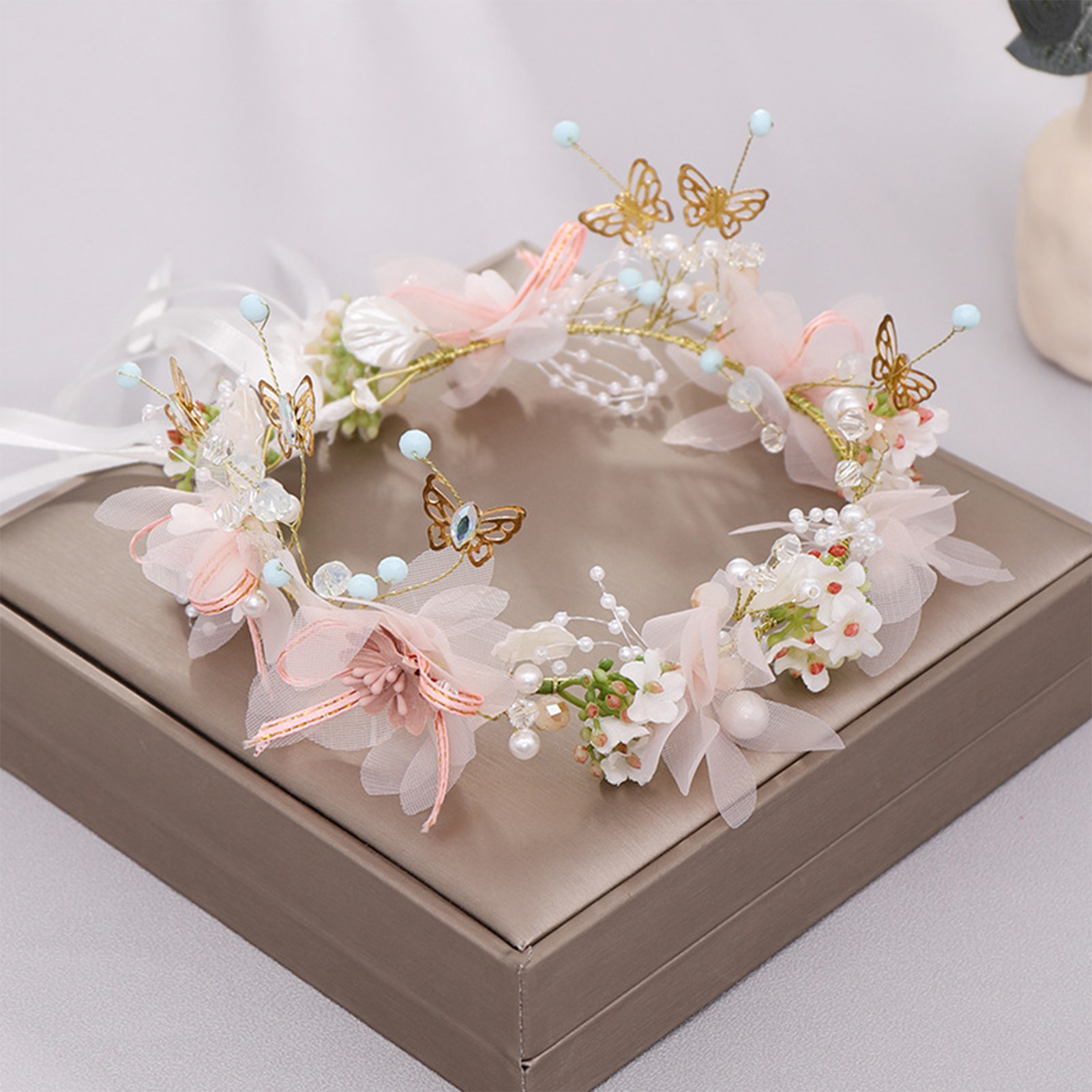 여성 소녀 꽃 머리띠 신부 나비 꽃 화관 헤어밴드 헤어 - Wedding Supply Store 리뷰 및 가격