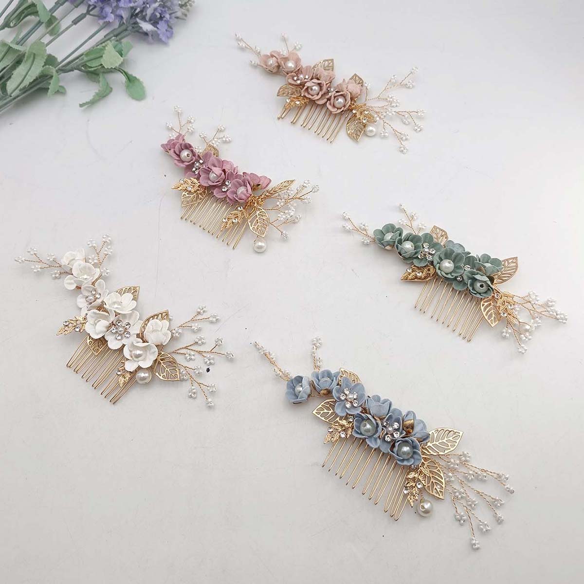 크리스탈 진주 헤어콤 클립 핀 합금 잎사귀 헤어콤 수제 - Wedding Supply Store 리뷰 및 가격