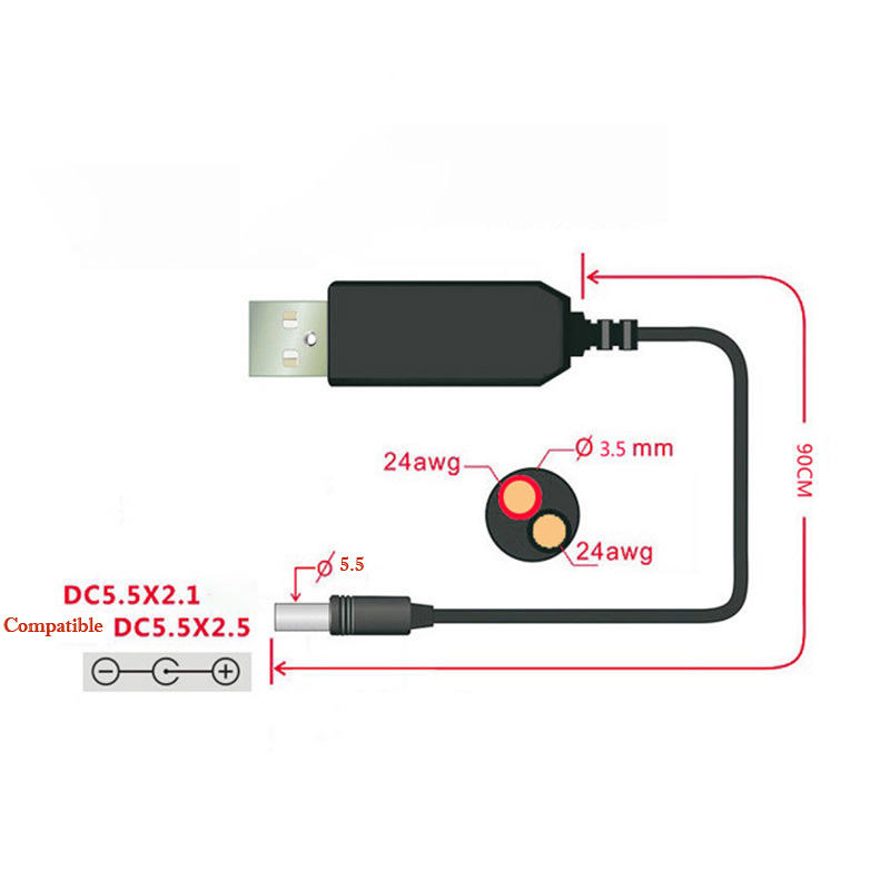 5V에서 9V/12V로 변환하는 USB 부스트 케이블, - Wedding Power Supply 리뷰 및 가격