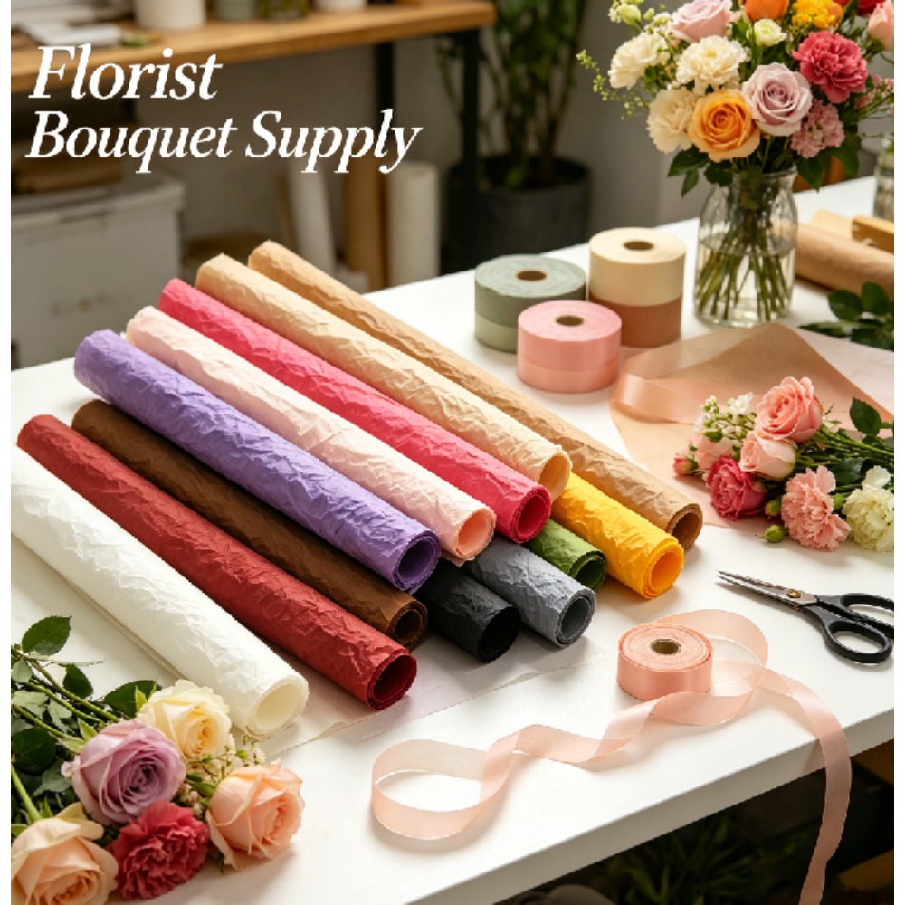 두꺼운 스큐나이 크링클 플로럴 포장지 DIY 선물 꽃다 - Good Floral & Wedding Decor Supply Photos 리뷰 및 가격