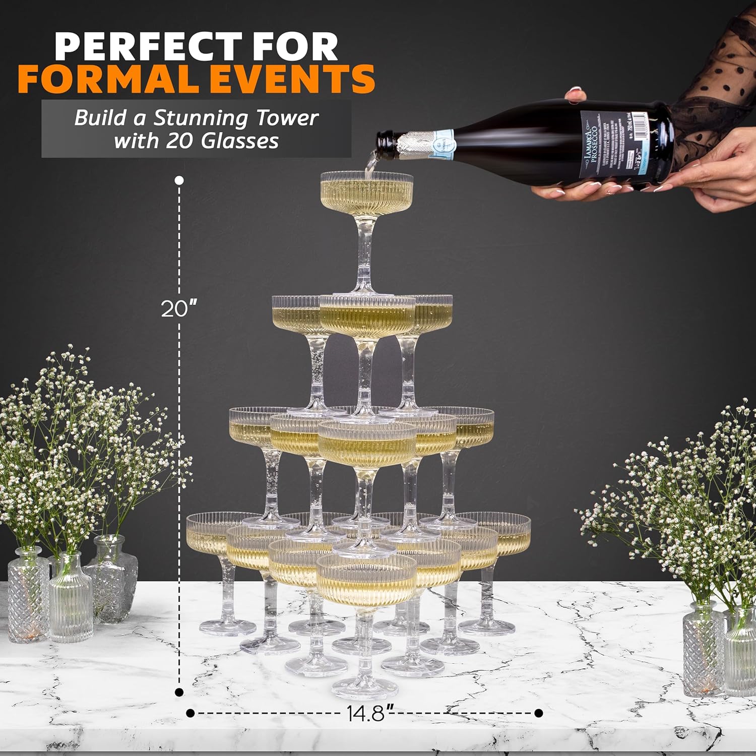 20-60PCS 아크릴 샴페인 타워 7oz 플라스틱 쿠 - Champagne Tower Set 리뷰 및 가격
