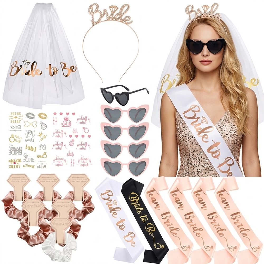 로즈 골드 처녀 파티 장식 키트, 예비 신부 베일, 띠 - Wedding Day Supply Kit 리뷰 및 가격