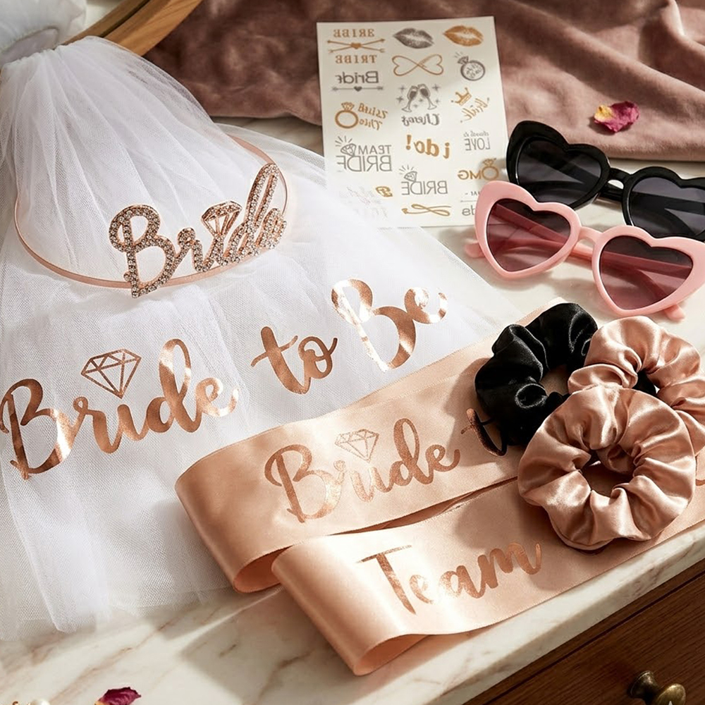 로즈 골드 처녀 파티 장식 키트, 예비 신부 베일, 띠 - Wedding Day Supply Kit 리뷰 및 가격